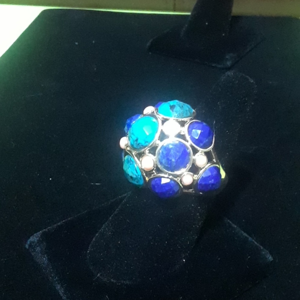 Turquoise,Lapis,Coral Ring